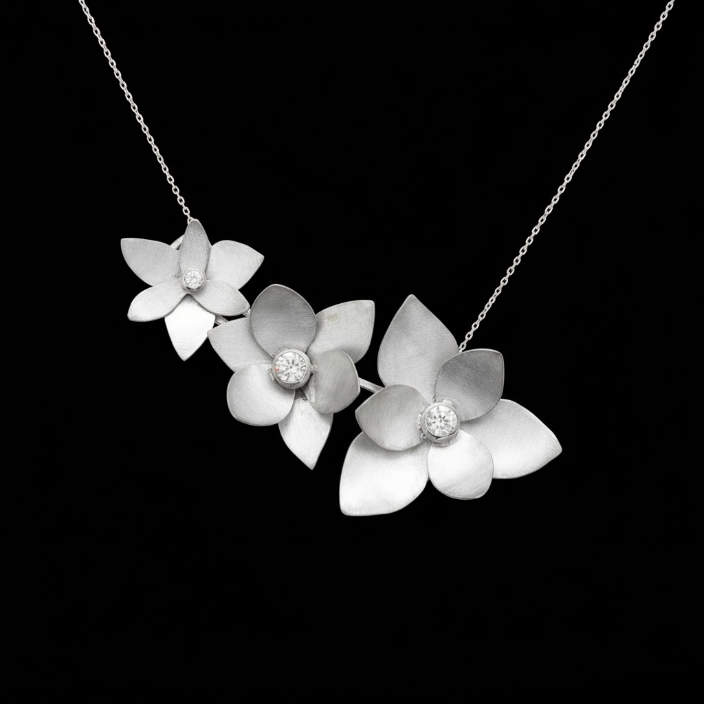 Trillium Necklace with Zircon Stone close-up, zircon stone detail