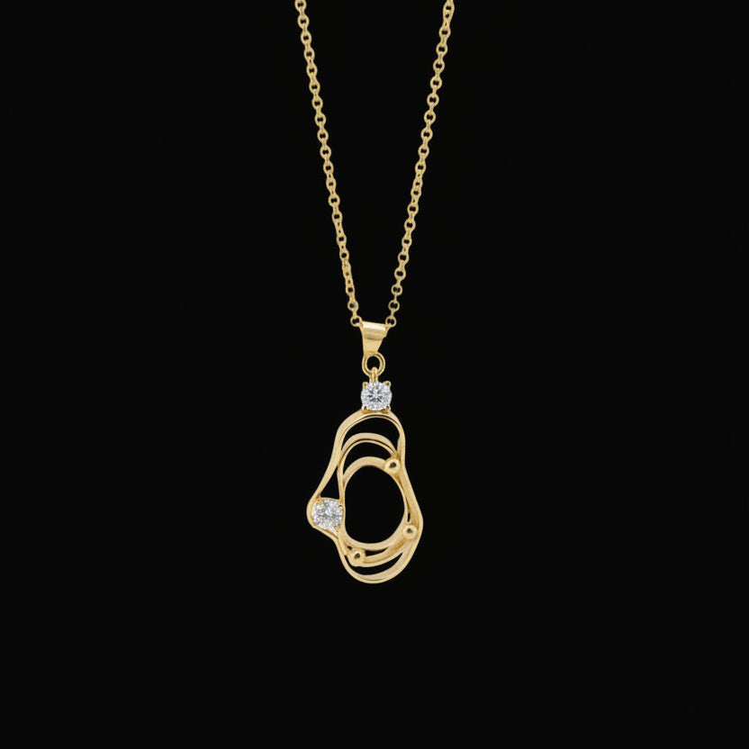 Layered Amorphous Void Necklace-Gold