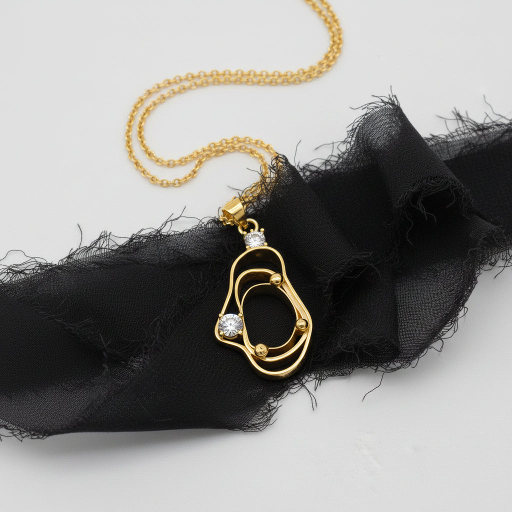 Layered Amorphous Void Necklace-Gold