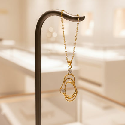 Layered Amorphous Void Necklace-Gold