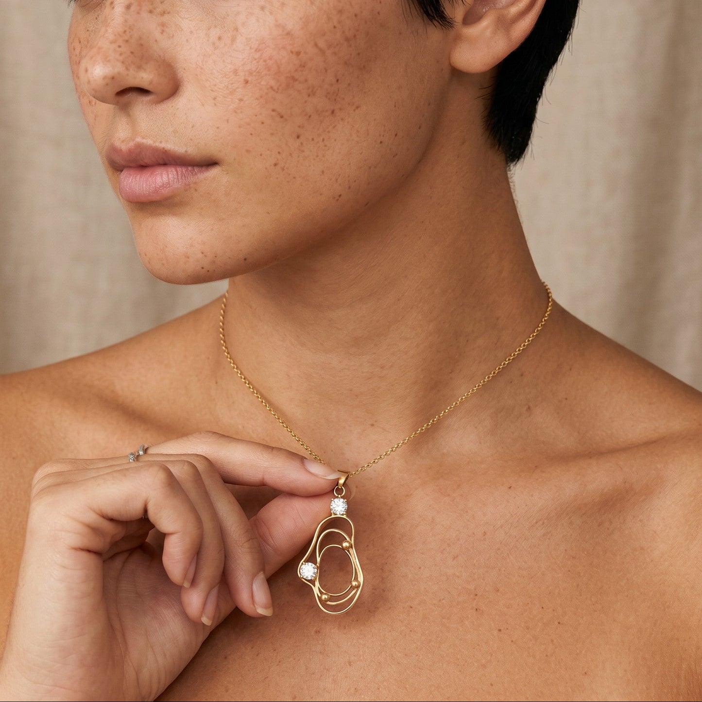 Layered Amorphous Void Necklace-Gold