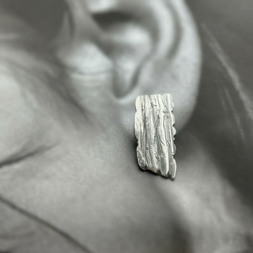 Tree Bark Earrings - Terra Collection Viva series, pair view from both angles
